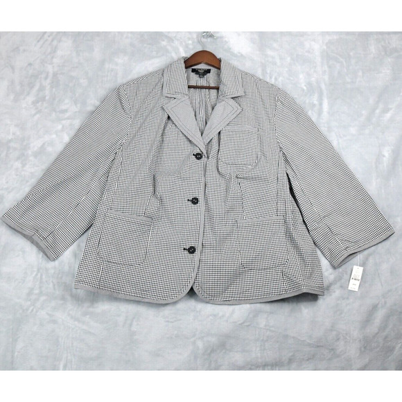 Talbots Jackets & Blazers - Talbots Blazer Women's 24W Black White Checkered Stretch Jacket Lightweight